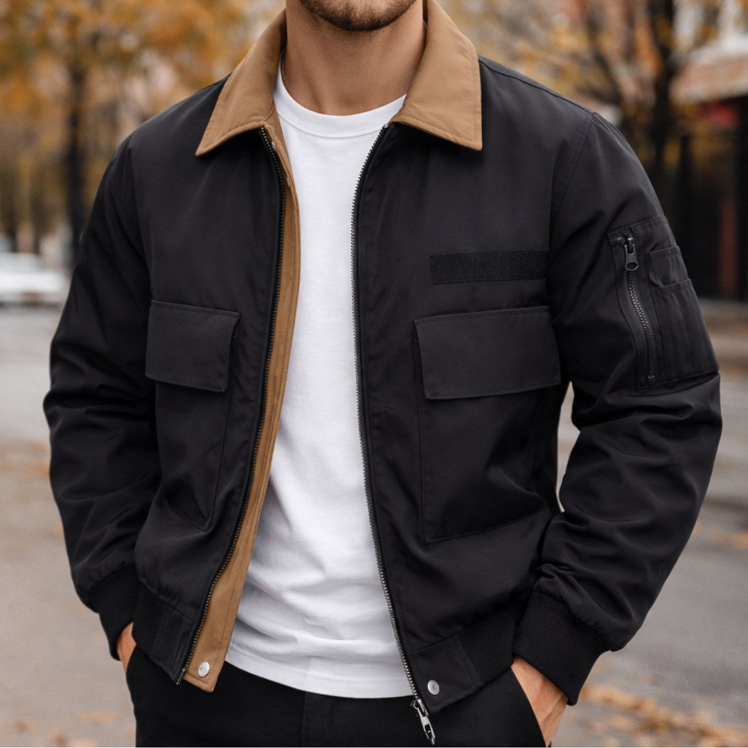 Evan | Men's City Bomber Jacket, Relaxed Fit Jacket | Animated Apparel | Black