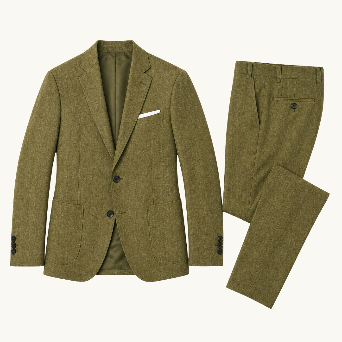 Evan | Men's Slim Fit Blazer and Trousers, Tailored Two-Piece Suit | Animated Apparel | Olive Green