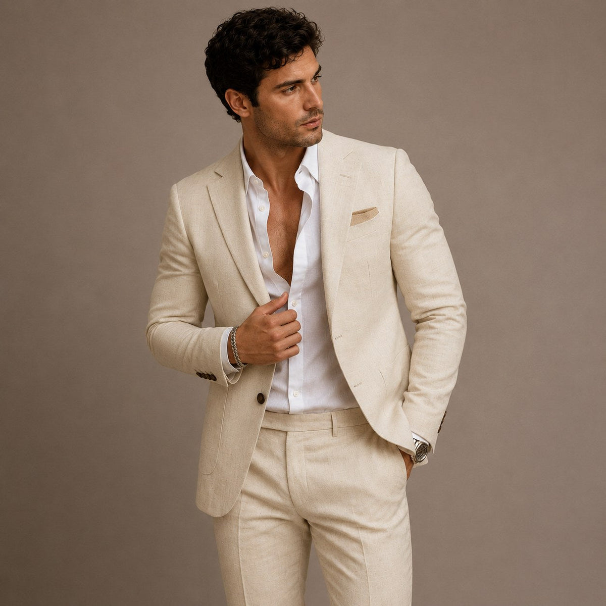 Evan | Men's Slim Fit Blazer and Trousers, Tailored Two-Piece Suit | Animated Apparel | White