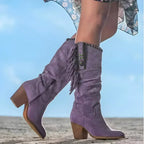 Evelyn | Women's Leather Cowboy Boots, Western Fringe Boots | Animated Apparel | Purple