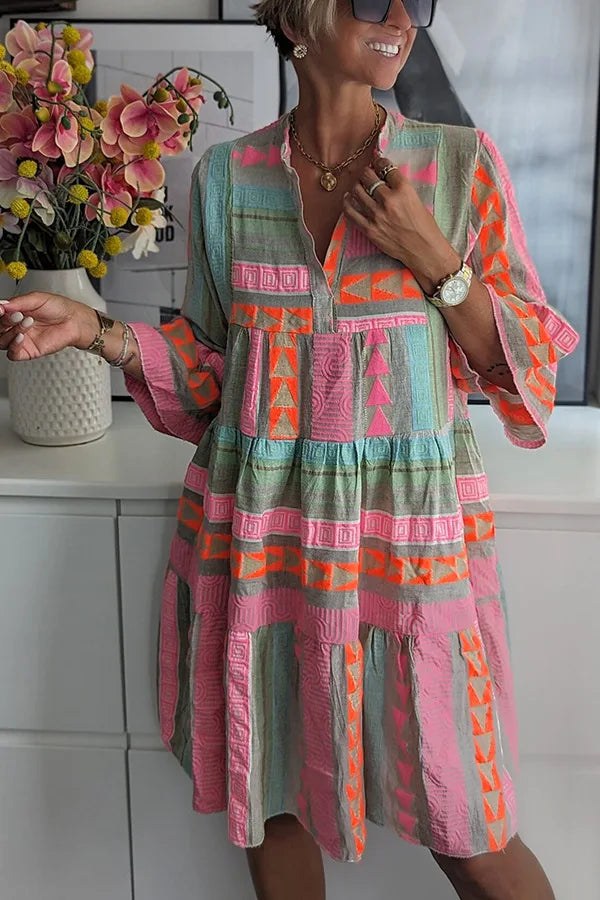 Everly | Women's Boho Tiered Swing Midi Dress - image 3
