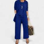 Ewa | Women's Three-Piece Lounge Set, Soft Knit Cardigan Suit | Animated Apparel