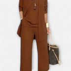 Ewa | Women's Three-Piece Lounge Set, Soft Knit Cardigan Suit | Animated Apparel