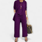 Ewa | Women's Three-Piece Lounge Set, Soft Knit Cardigan Suit | Animated Apparel