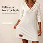 Felicity | Women's Cowl Neck Ribbed Sweater Dress, Knee-Length Knit Dress | Animated Apparel