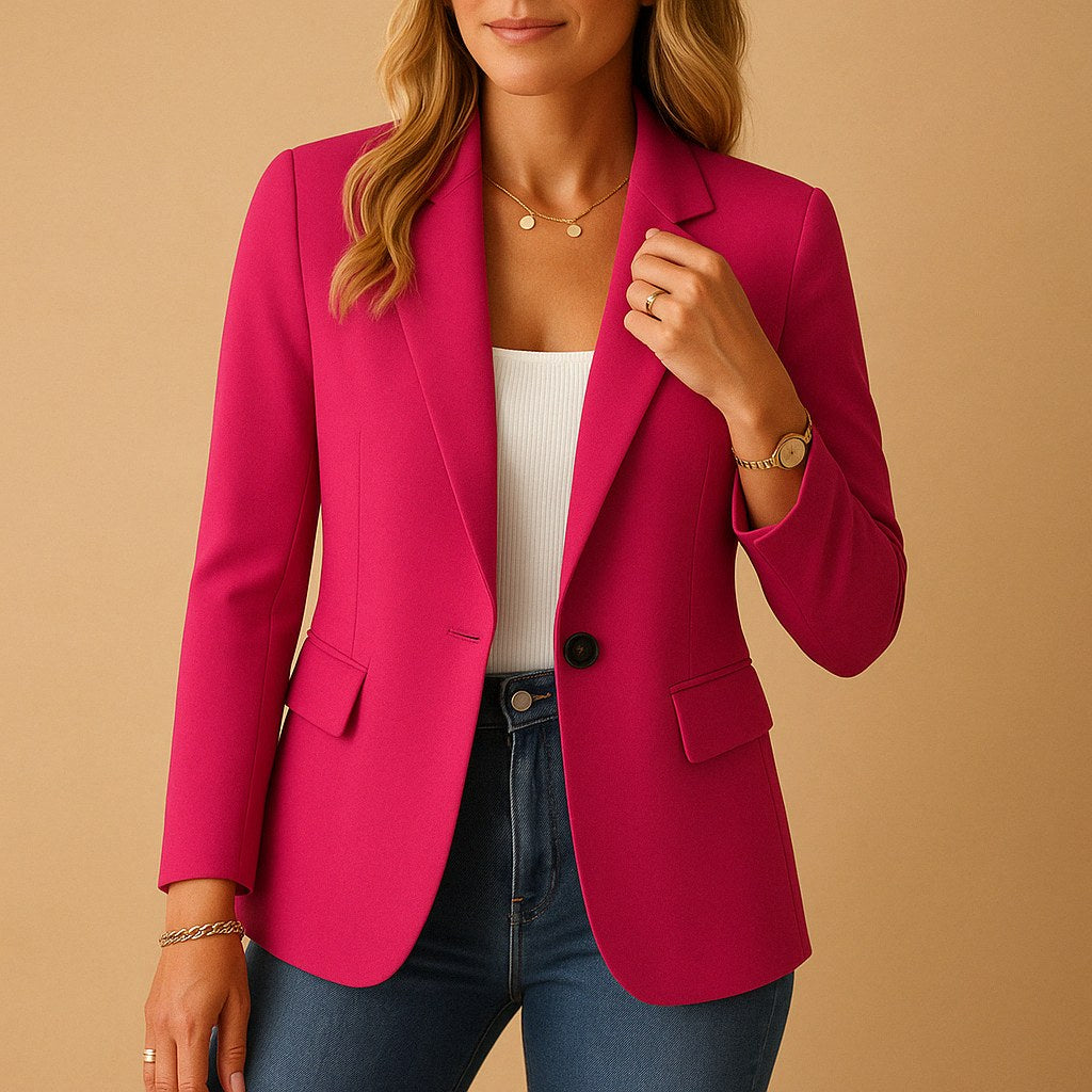Felicity | Women's Fitted Tailored Blazer, Structured Summer Jacket | Animated Apparel | Pink