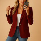 Felicity | Women's Fitted Tailored Blazer, Structured Summer Jacket | Animated Apparel | Wine Red