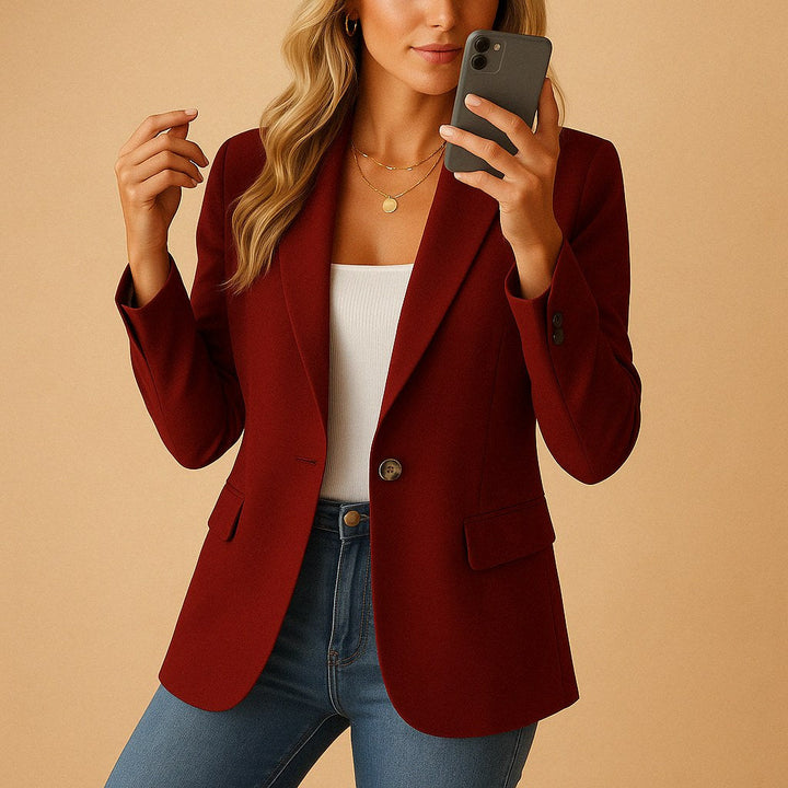 Felicity | Women's Fitted Tailored Blazer, Structured Summer Jacket | Animated Apparel | Wine Red