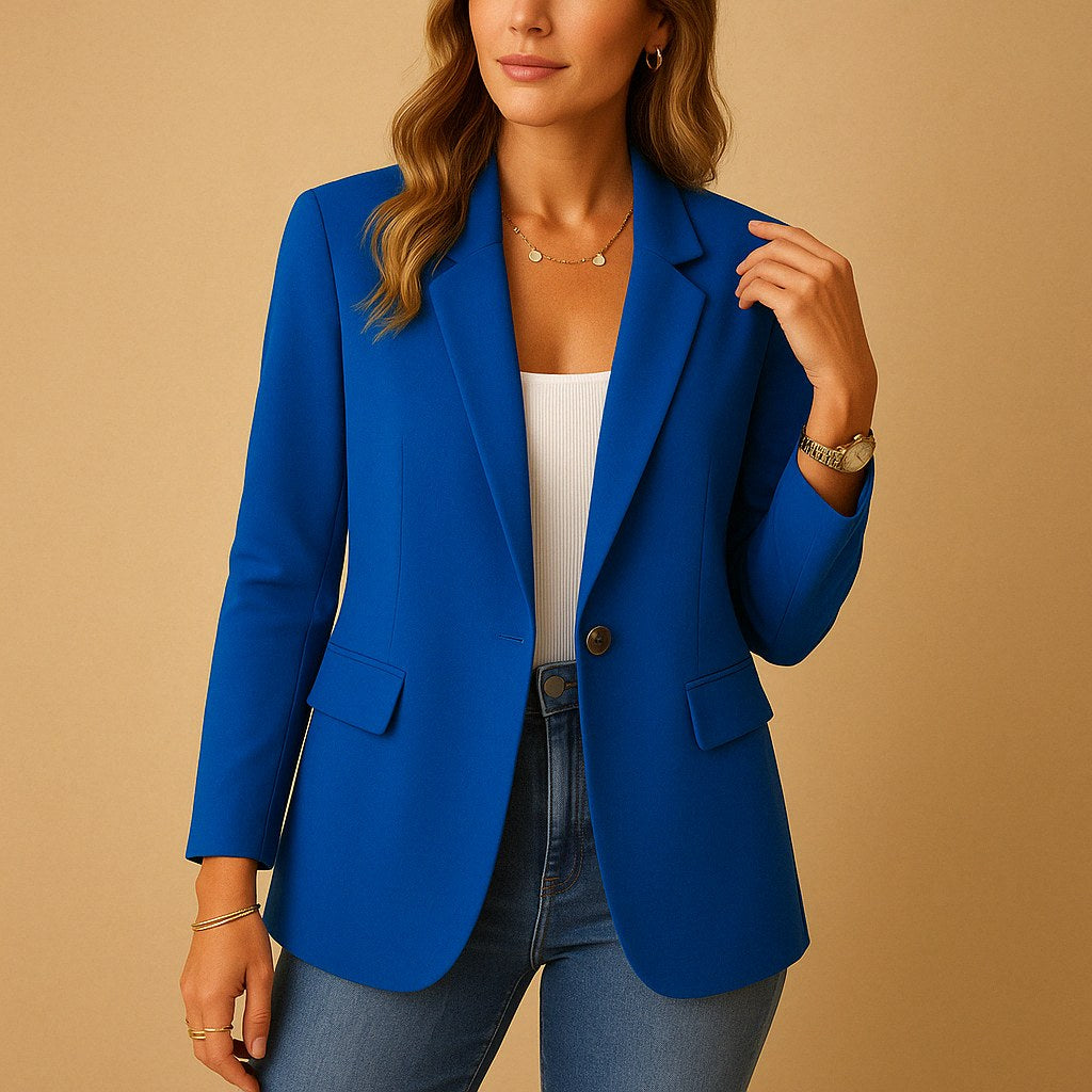 Felicity | Women's Fitted Tailored Blazer, Structured Summer Jacket | Animated Apparel | Blue
