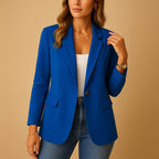 Felicity | Women's Fitted Tailored Blazer, Structured Summer Jacket | Animated Apparel | Blue