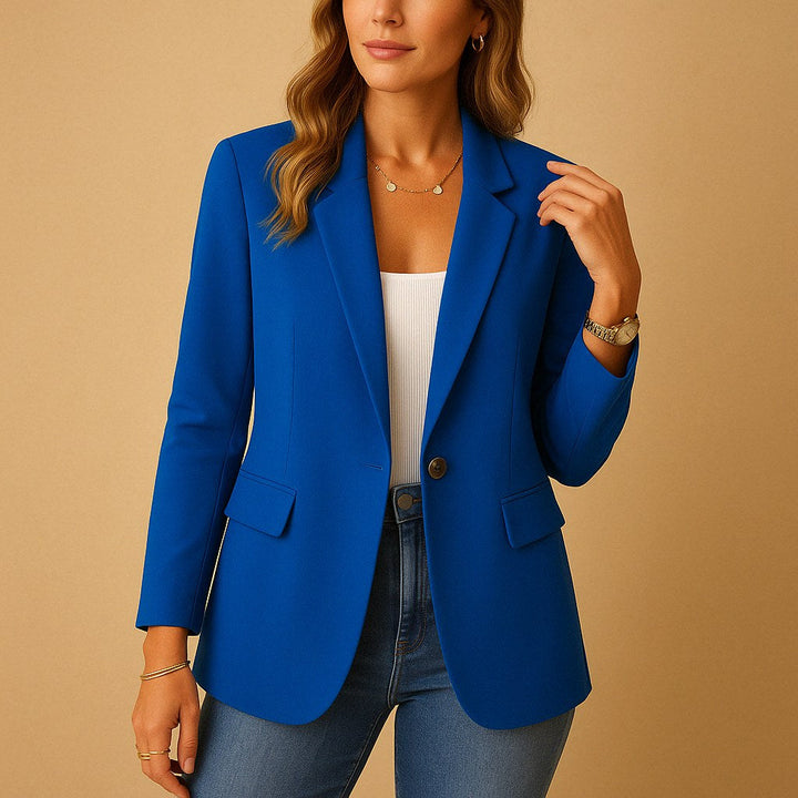 Felicity | Women's Fitted Tailored Blazer, Structured Summer Jacket | Animated Apparel | Blue