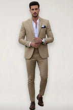Finley | Men's Slim Fit Suit Set, Tailored Blazer Suit | Animated Apparel | Khaki