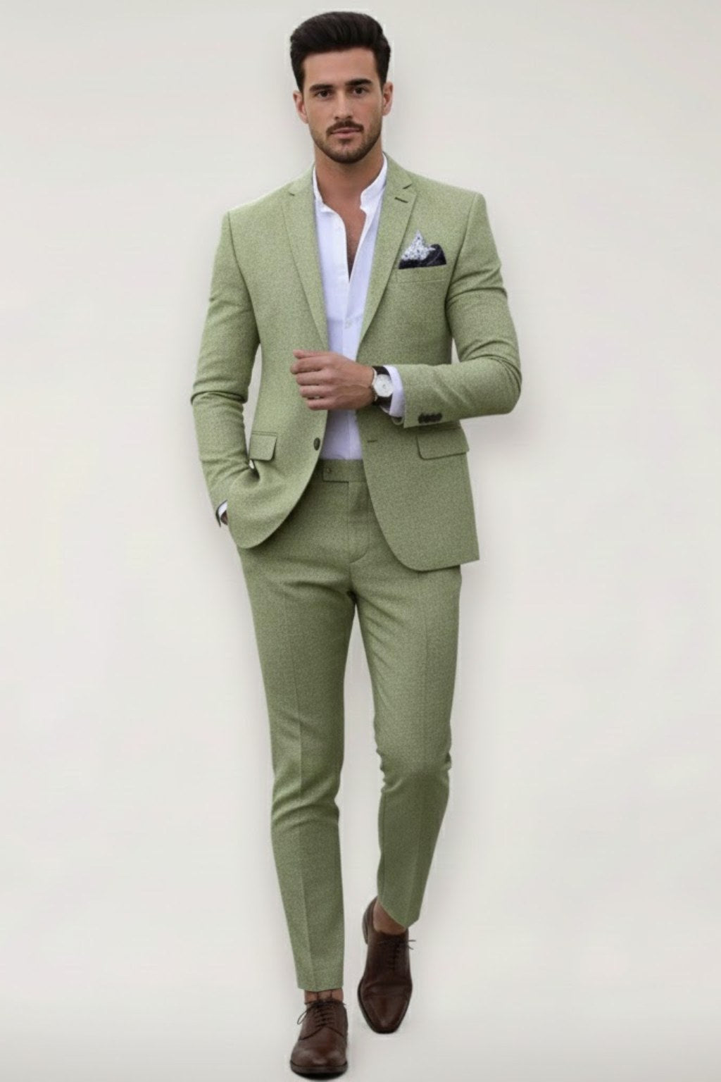 Finley | Men's Slim Fit Suit Set, Tailored Blazer Suit | Animated Apparel | Light Green