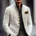 Luke | Men's Stand-Collar Cardigan with Button Fastening, Tailored Knit Cardigan | Animated Apparel