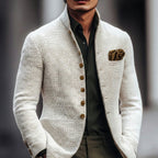 Luke | Men's Stand-Collar Cardigan with Button Fastening, Tailored Knit Cardigan | Animated Apparel