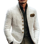 Luke | Men's Stand-Collar Cardigan with Button Fastening, Tailored Knit Cardigan | Animated Apparel
