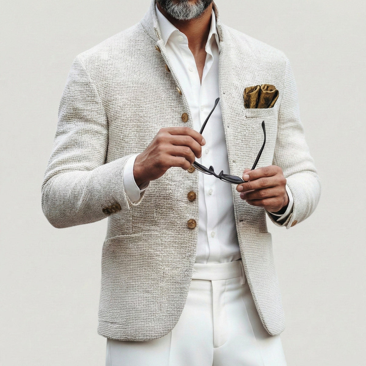 Luke | Men's Stand-Collar Cardigan with Button Fastening, Tailored Knit Cardigan | Animated Apparel