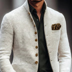Luke | Men's Stand-Collar Cardigan with Button Fastening, Tailored Knit Cardigan | Animated Apparel