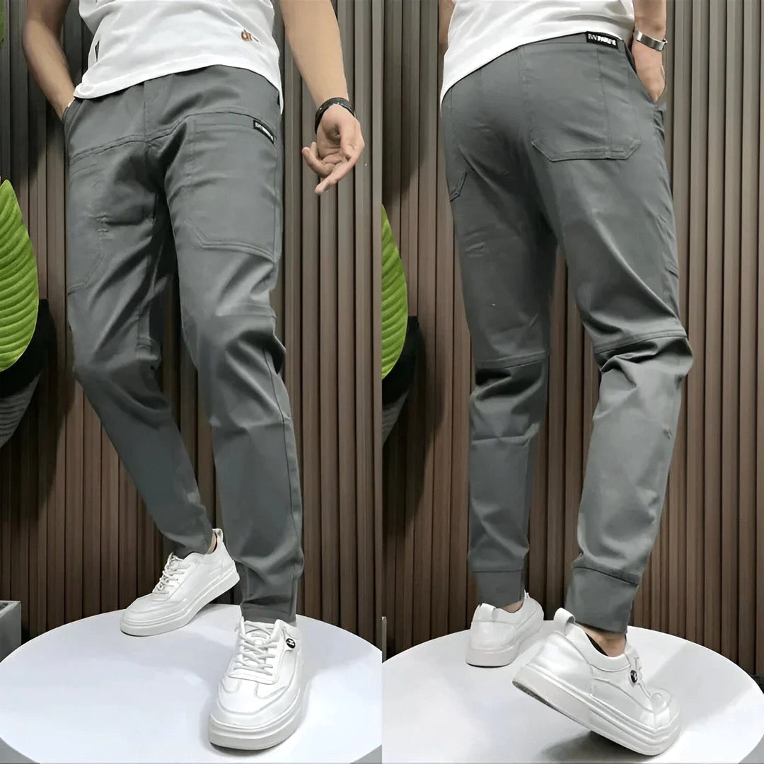 Frank | Men's Elasticated Cargo Trousers, Flexible Stretch Trousers | Animated Apparel
