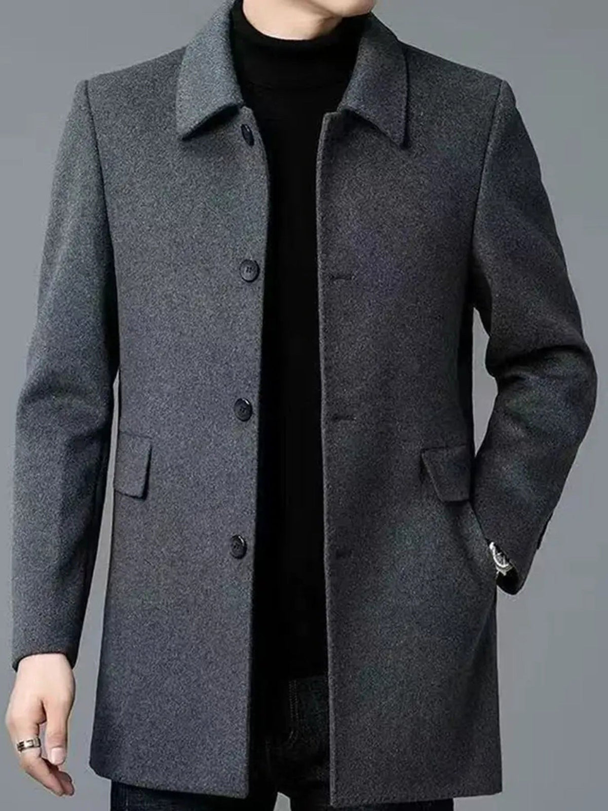 Jade | Women's Single-Breasted Wool-Blend Coat, Classic Tailored Autumn Coat | Animated Apparel