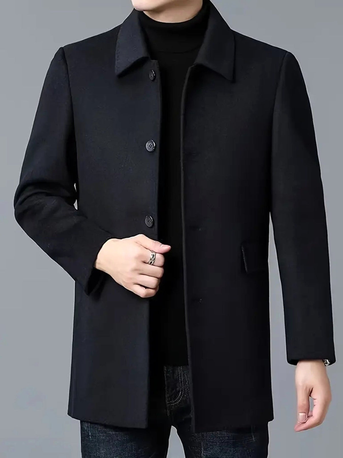 Jade | Women's Single-Breasted Wool-Blend Coat, Classic Tailored Autumn Coat | Animated Apparel