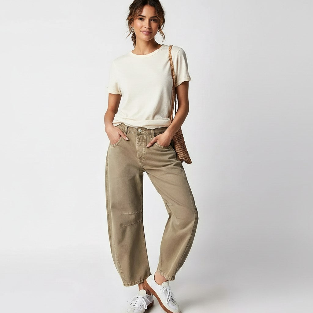 Freya | Women's Relaxed Barrel Jeans, High-Waist Denim Jeans | Animated Apparel