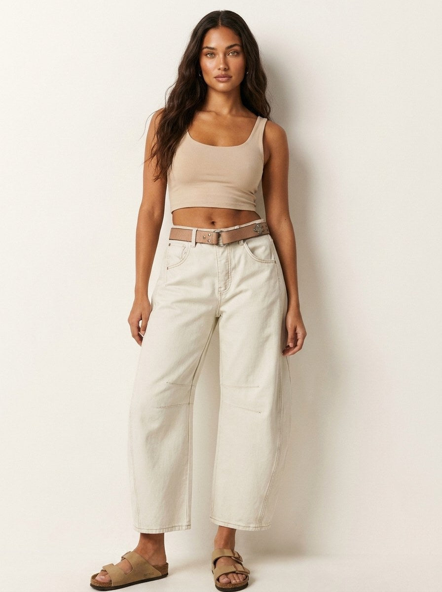 Freya | Women's Relaxed Barrel Jeans, High-Waist Denim Jeans | Animated Apparel