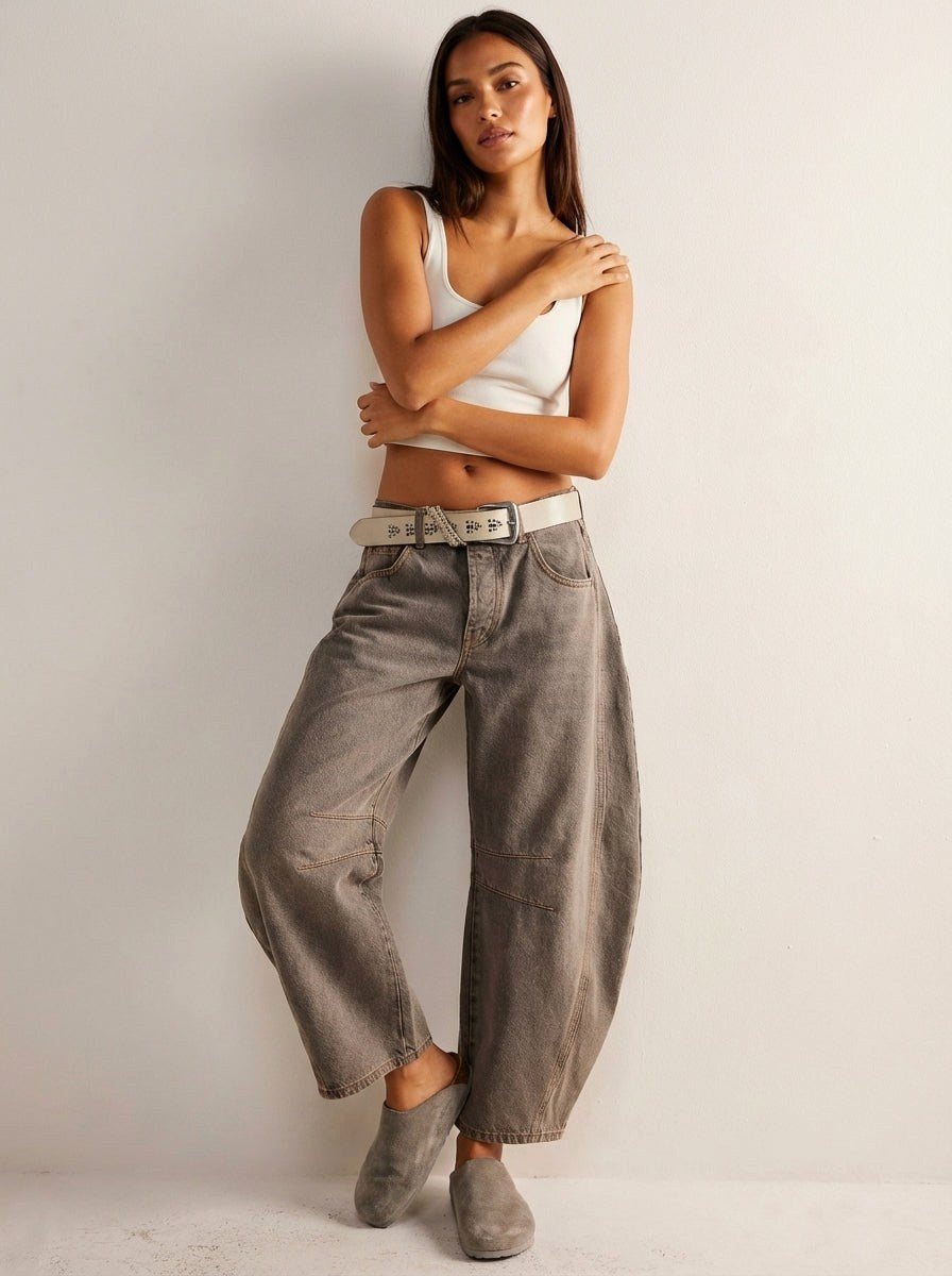 Freya | Women's Relaxed Barrel Jeans, High-Waist Denim Jeans | Animated Apparel