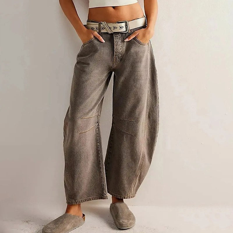 Freya | Women's Relaxed Barrel Jeans, High-Waist Denim Jeans | Animated Apparel