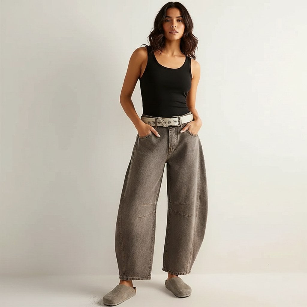 Freya | Women's Relaxed Barrel Jeans, High-Waist Denim Jeans | Animated Apparel | Bruin