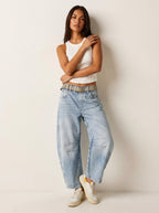 Freya | Women's Relaxed Barrel Jeans, High-Waist Denim Jeans | Animated Apparel