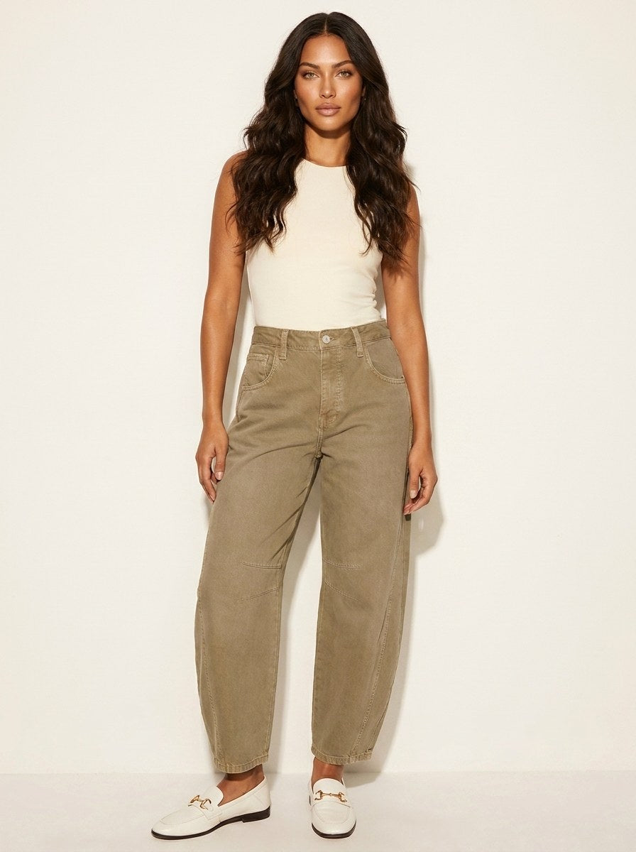 Freya | Women's Relaxed Barrel Jeans, High-Waist Denim Jeans | Animated Apparel