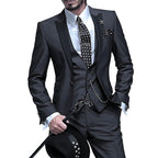 Weston | Men's Tailored Three-Piece Suit, Structured Blazer Suit | Animated Apparel | Black A