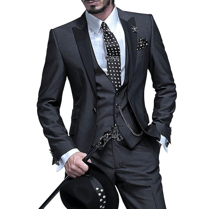 Weston | Men's Tailored Three-Piece Suit, Structured Blazer Suit | Animated Apparel | Black A