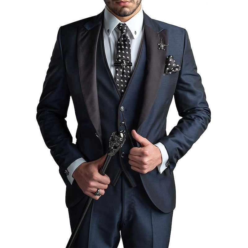Weston | Men's Tailored Three-Piece Suit, Structured Blazer Suit | Animated Apparel | Navy Blue