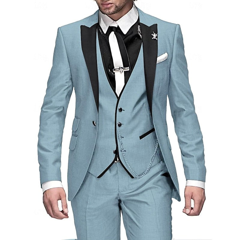 Weston | Men's Tailored Three-Piece Suit, Structured Blazer Suit | Animated Apparel | Light Blue