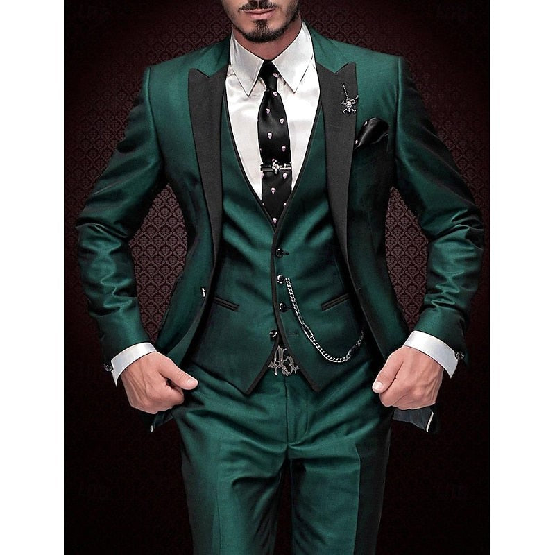 Weston | Men's Tailored Three-Piece Suit, Structured Blazer Suit | Animated Apparel | Dark Green