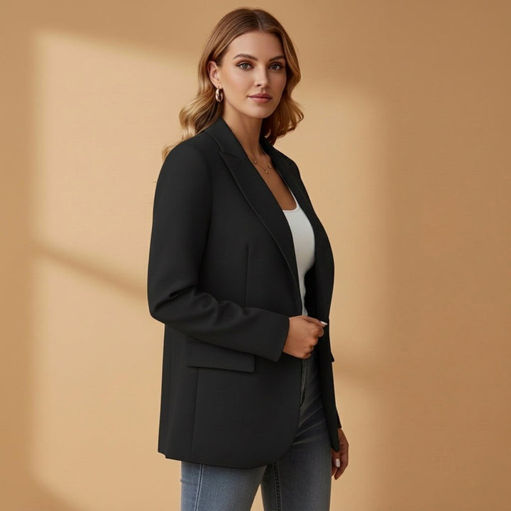 Gabrielle | Women's Tailored Cotton Blend Blazer, Notched Lapel Smart Jacket | Animated Apparel