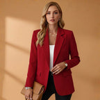 Gabrielle | Women's Tailored Cotton Blend Blazer, Notched Lapel Smart Jacket | Animated Apparel