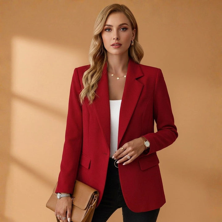 Gabrielle | Women's Tailored Cotton Blend Blazer, Notched Lapel Smart Jacket | Animated Apparel