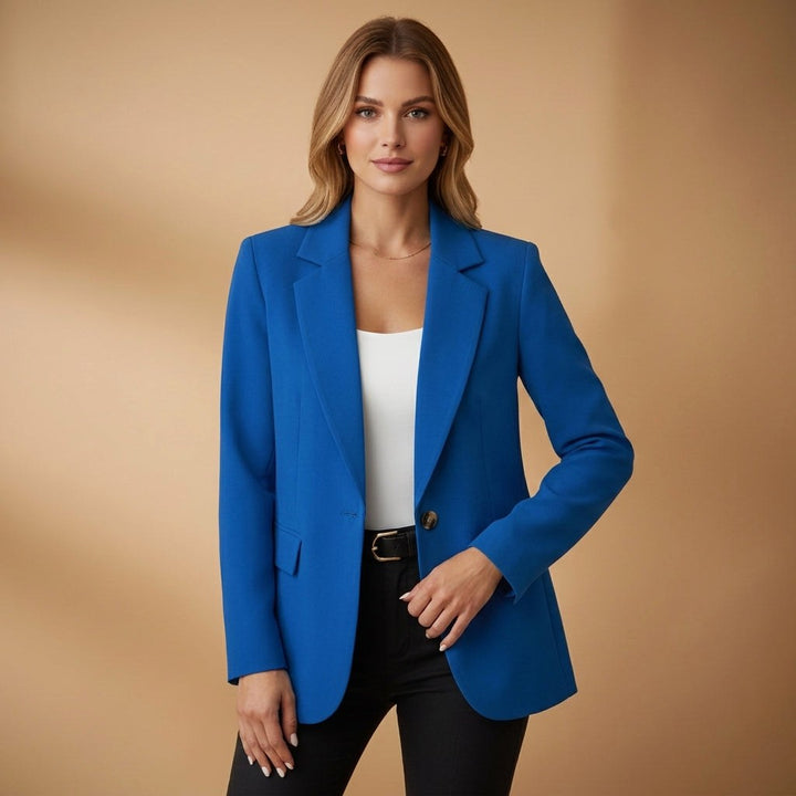 Gabrielle | Women's Tailored Cotton Blend Blazer, Notched Lapel Smart Jacket | Animated Apparel