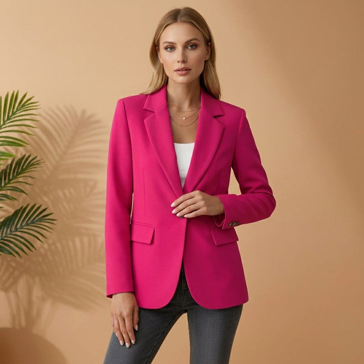 Gabrielle | Women's Tailored Cotton Blend Blazer, Notched Lapel Smart Jacket | Animated Apparel