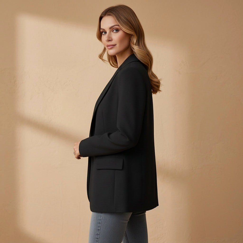 Gabrielle | Women's Tailored Cotton Blend Blazer, Notched Lapel Smart Jacket | Animated Apparel