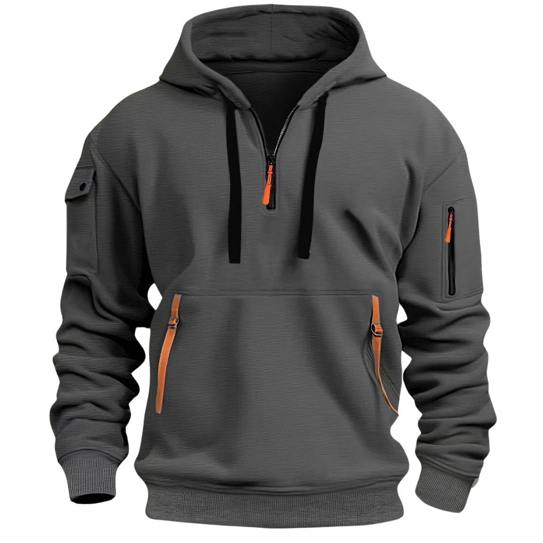 Gareth | Men's Zip-Pocket Casual Hoodie, Relaxed Hooded Jumper | Animated Apparel