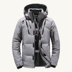Garrett | Men's Insulated Winter Parka Jacket, Hooded Windproof Coat | Animated Apparel | Orange