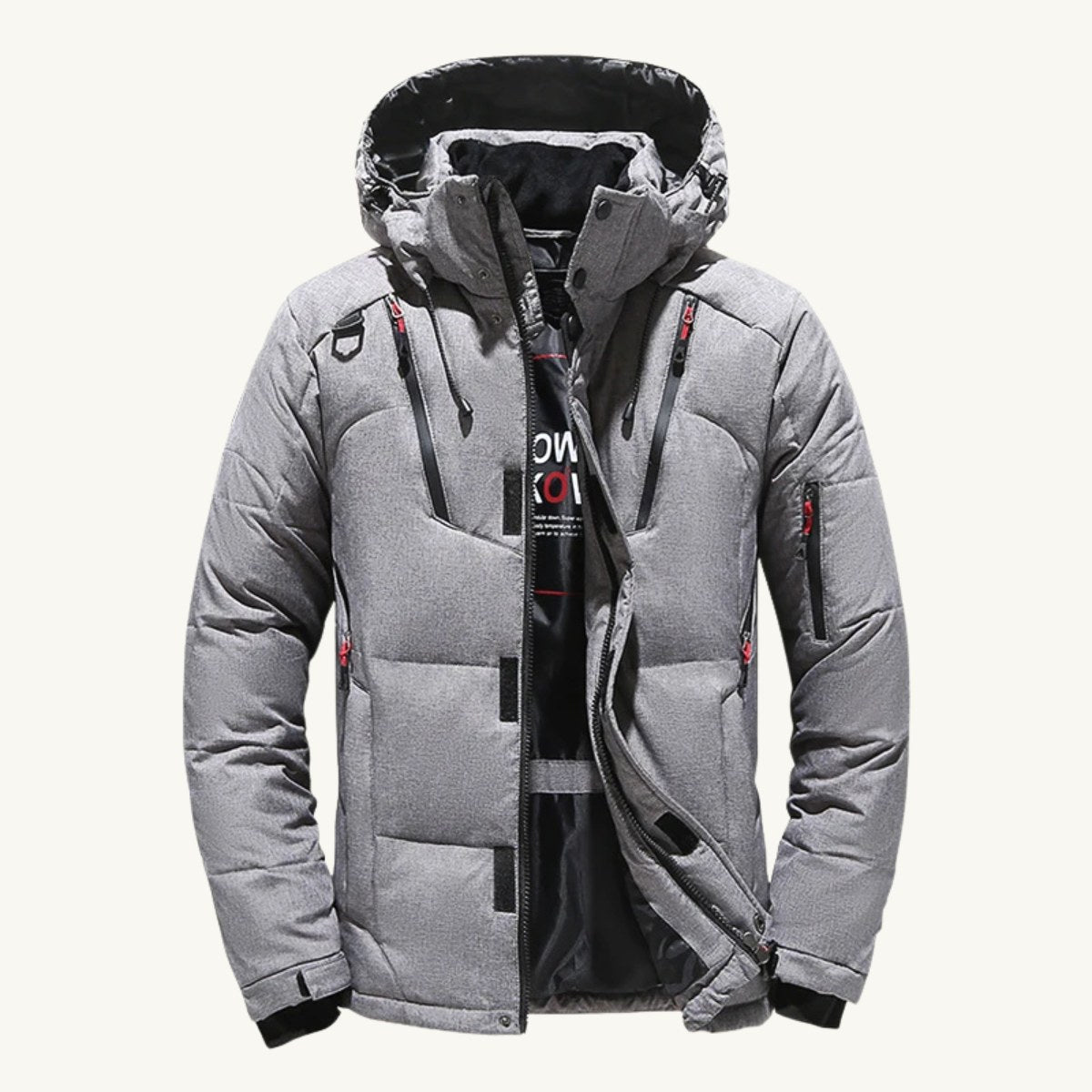 Garrett | Men's Insulated Winter Parka Jacket, Hooded Windproof Coat | Animated Apparel | Orange