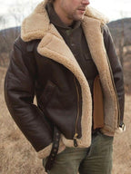 Garrett | Men's Shearling-Lined Leather Jacket, Warm Flight-Style Coat | Animated Apparel