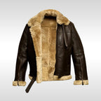 Garrett | Men's Shearling-Lined Leather Jacket, Warm Flight-Style Coat | Animated Apparel