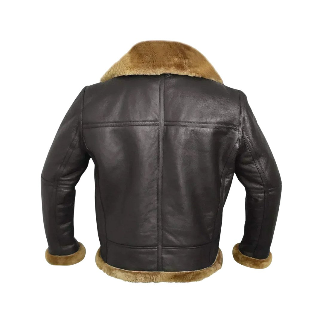Garrett | Men's Shearling-Lined Leather Jacket, Warm Flight-Style Coat | Animated Apparel