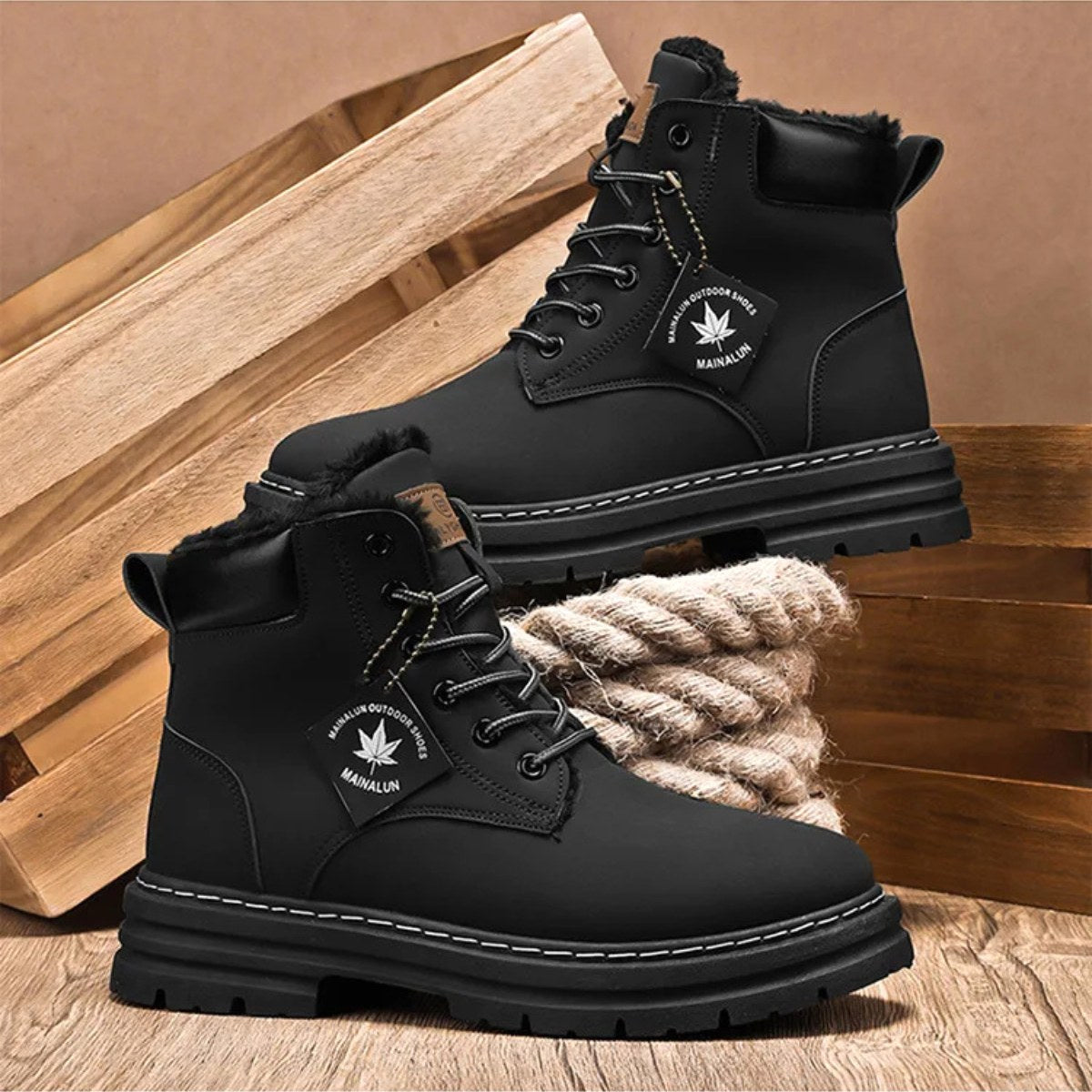 Gavin | Men's Fur-Lined Insulated Snow Boots, Winter Boots | Animated Apparel